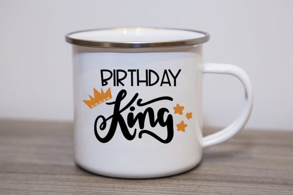 Birthday King Enamel Mug